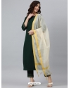 Green Poly Crepe Readymade Salwar Suit YOS26227