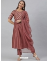 Brown Poly Silk Readymade Salwar Suit YOS26230