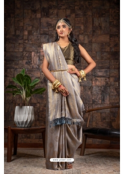 Grey Raw Silk Woven Kanjivaram Saree YOSAR34335