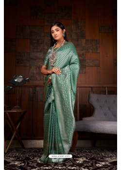 Dark Green Raw Silk Woven Kanjivaram Saree YOSAR34343