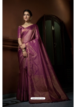 Purple Art Silk Woven Kanjivaram Saree YOSAR34384
