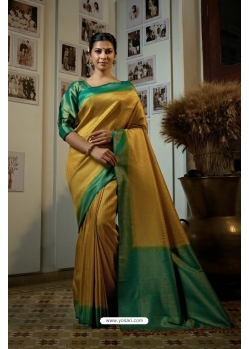 Yellow Art Silk Woven Kanjivaram Saree YOSAR34400