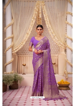Purple Georgette Zari Banarasi Georgette Saree YOSAR34566