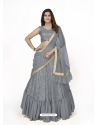 Grey Georgette Embroidered Wedding Lehenga YOLEN10369