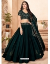 Dark Green Faux Georgette Embroidered Wedding Lehenga YOLEN10372