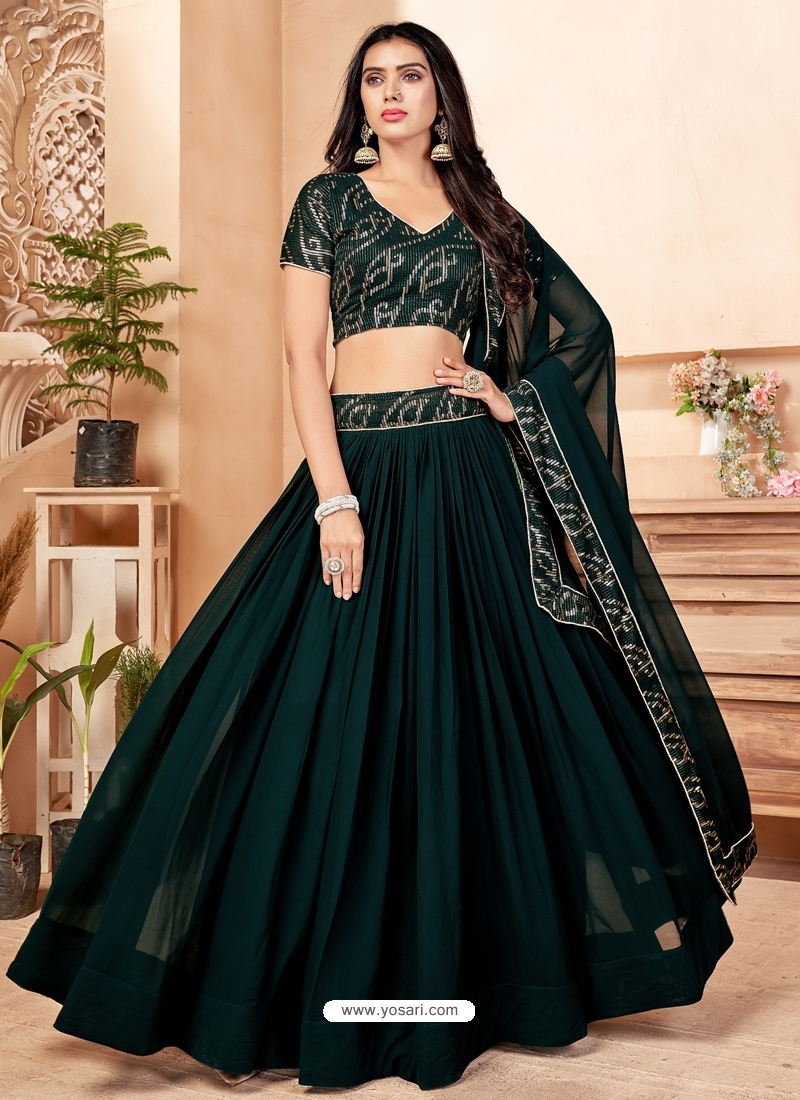 Emerald Green Gotta Patti and thread work Bridal Lehenga GUNVATI – Panache  Haute Couture