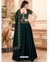 Dark Green Faux Georgette Embroidered Wedding Lehenga YOLEN10372