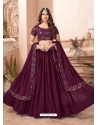 Purple Faux Georgette Embroidered Wedding Lehenga YOLEN10373