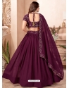 Purple Faux Georgette Embroidered Wedding Lehenga YOLEN10373