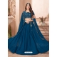 Teal Blue Faux Georgette Embroidered Wedding Lehenga YOLEN10374