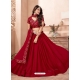 Red Faux Georgette Embroidered Wedding Lehenga YOLEN10375