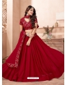 Red Faux Georgette Embroidered Wedding Lehenga YOLEN10375