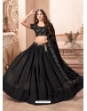 Black Faux Georgette Embroidered Wedding Lehenga YOLEN10376