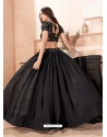 Black Faux Georgette Embroidered Wedding Lehenga YOLEN10376