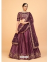 Wine Ferrari Silk Sequins Work Wedding Lehenga YOLEN10377