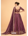 Wine Ferrari Silk Sequins Work Wedding Lehenga YOLEN10377