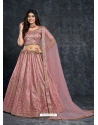 Peach Italian Silk Wedding Lehenga Choli YOLEN10381