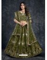 Dark Green Italian Silk Wedding Lehenga Choli YOLEN10384