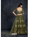 Dark Green Italian Silk Wedding Lehenga Choli YOLEN10384