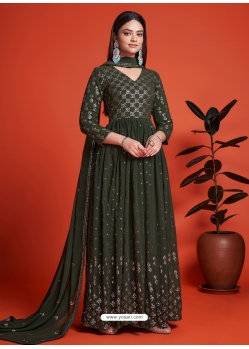 Dark Green Blooming Georgate Gown Style Anarkali YOS26240