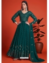 Teal Blue Blooming Georgate Gown Style Anarkali YOS26241