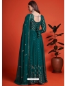 Teal Blue Blooming Georgate Gown Style Anarkali YOS26241