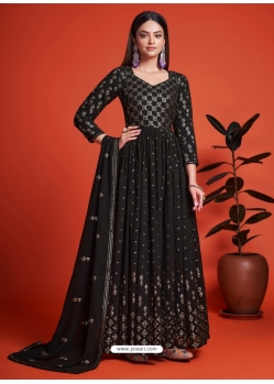 Black Blooming Georgate Gown Style Anarkali YOS26242