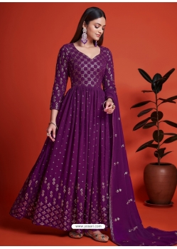 Purple Blooming Georgate Gown Style Anarkali YOS26243