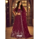 Wine Faux Georgette Embroidered Wedding Lehenga Choli YOLEN10391