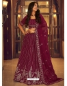 Wine Faux Georgette Embroidered Wedding Lehenga Choli YOLEN10391