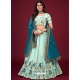 Sky Blue Faux Georgette Embroidered Wedding Lehenga Choli YOLEN10396