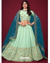 Sea Green Faux Georgette Embroidered Wedding Lehenga Choli YOLEN10397