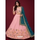 Pink Faux Georgette Embroidered Wedding Lehenga Choli YOLEN10398