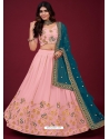 Pink Faux Georgette Embroidered Wedding Lehenga Choli YOLEN10398