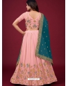 Pink Faux Georgette Embroidered Wedding Lehenga Choli YOLEN10398