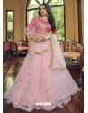 Baby Pink Heavy Naylon Net Embroidered Wedding Lehenga Choli YOLEN10404