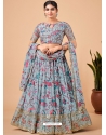 Sky Blue Faux Georgette Embroidered Lehenga Choli YOLEN10405