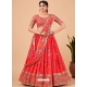 Red Faux Georgette Embroidered Lehenga Choli YOLEN10406