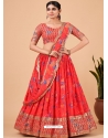 Red Faux Georgette Embroidered Lehenga Choli YOLEN10406