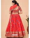 Red Faux Georgette Embroidered Lehenga Choli YOLEN10406