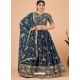 Teal Blue Faux Georgette Embroidered Lehenga Choli YOLEN10407