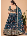 Teal Blue Faux Georgette Embroidered Lehenga Choli YOLEN10407