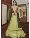 Lemon Yellow Titan Silk Embroidered Wedding Lehenga YOLEN10414