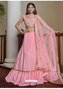 Pink Titan Silk Embroidered Wedding Lehenga YOLEN10416