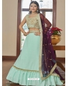 Sky Blue Titan Silk Embroidered Wedding Lehenga YOLEN10418