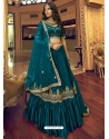 Teal Blue Silk Satin Sequins Work Lehenga Choli YOLEN10421