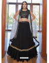 Black Titan Silk Embroidered Wedding Lehenga YOLEN10415