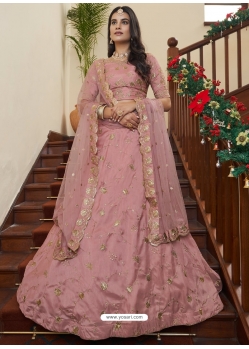 Peach Art Silk Lehenga Choli For Mehandi YOLEN10425