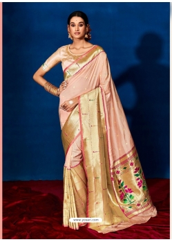 Baby Pink Designer Silk Wedding Wear Sari