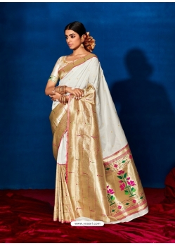 White Designer Silk Wedding Wear Sari